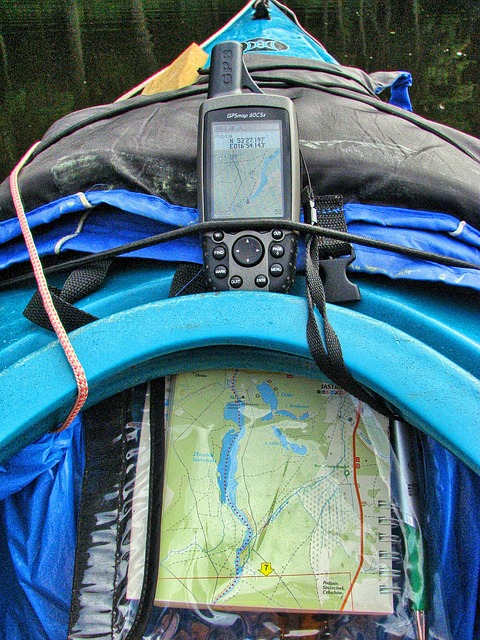 gear used for kayaking including a handheld gps