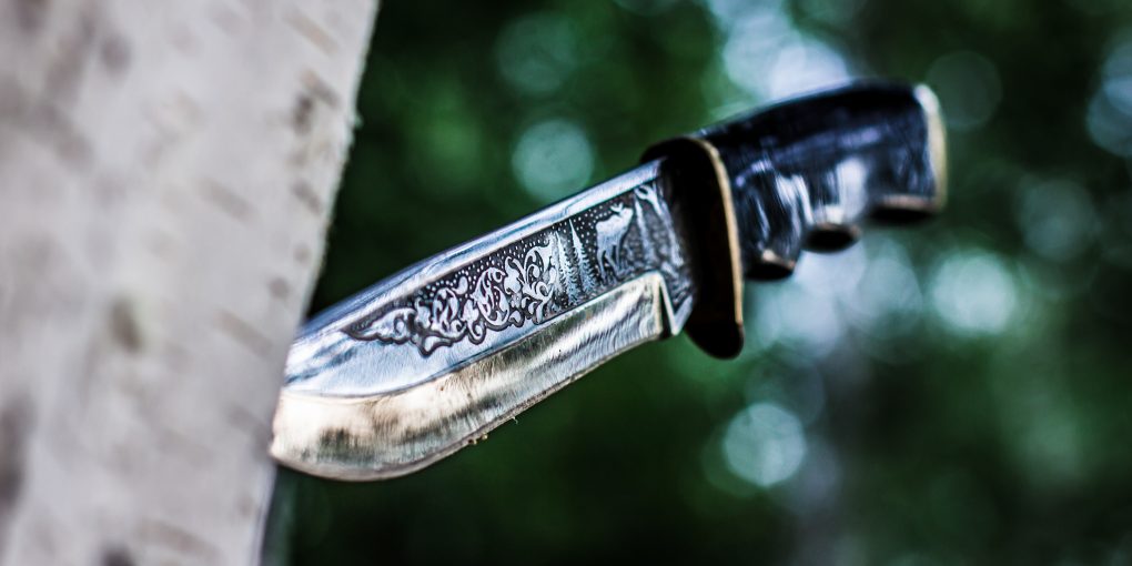 a hunting knife with an engraving